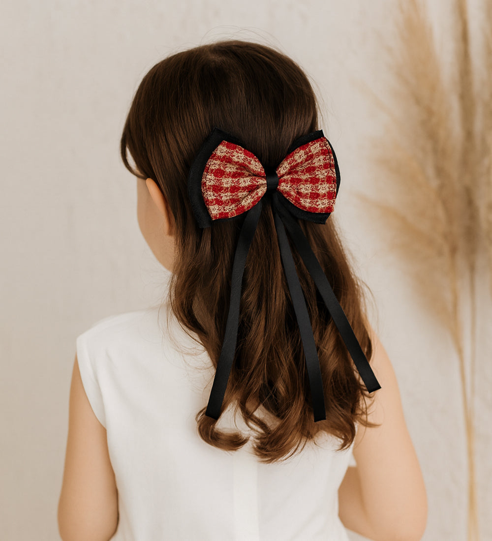 Textured Bow with Black Ribbon