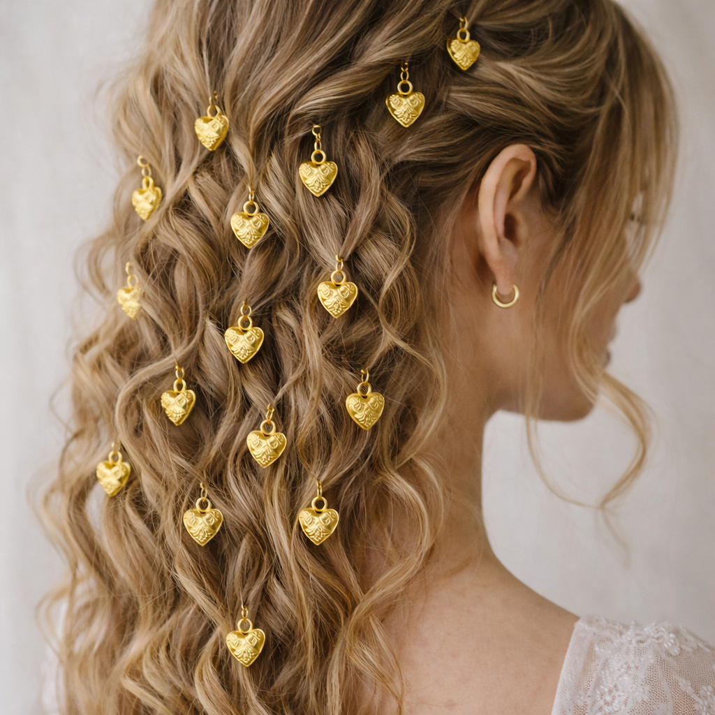 LoveLock Gold Heart Hair Charms