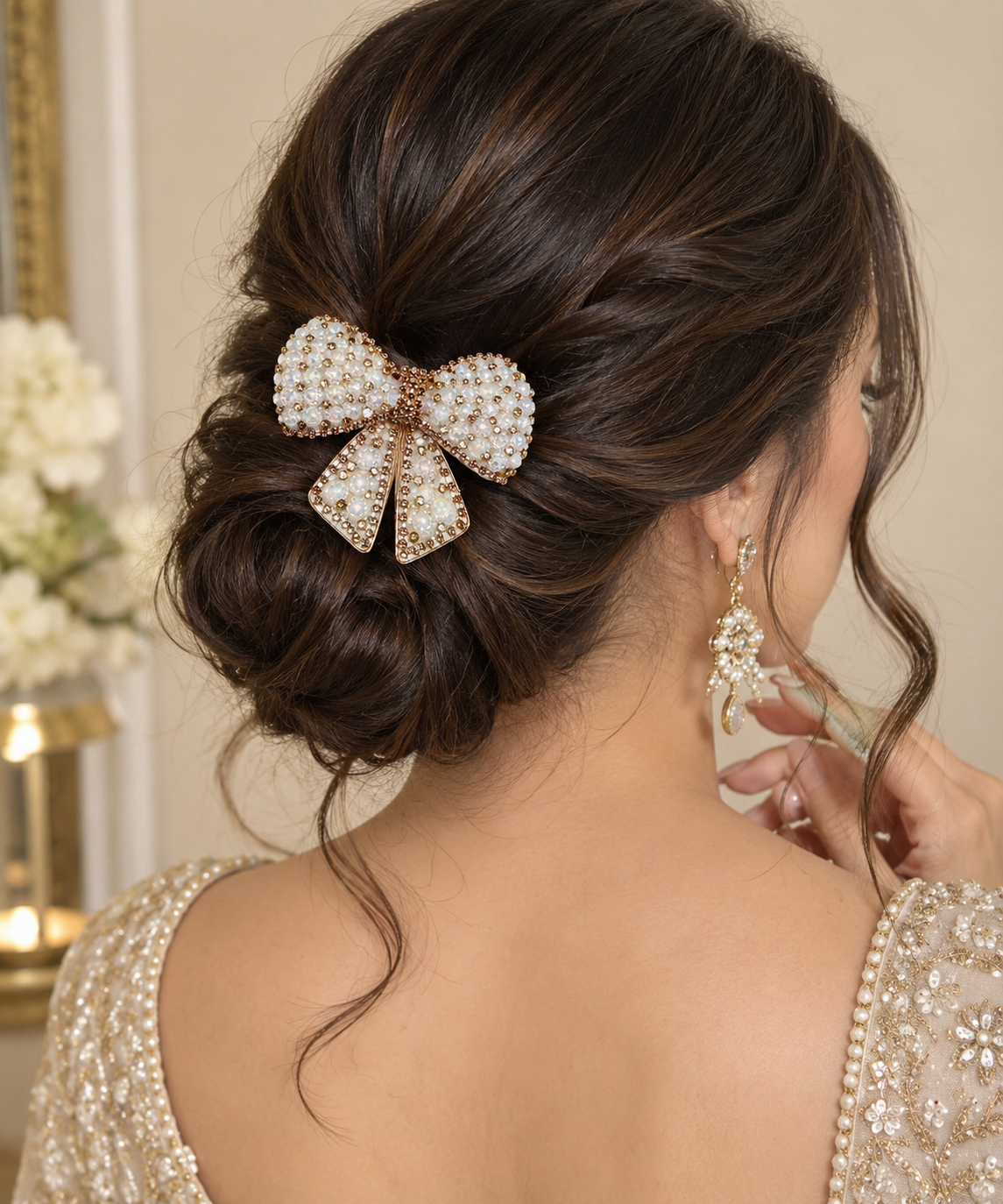 Celeste Crystal Bloom Hair Bow