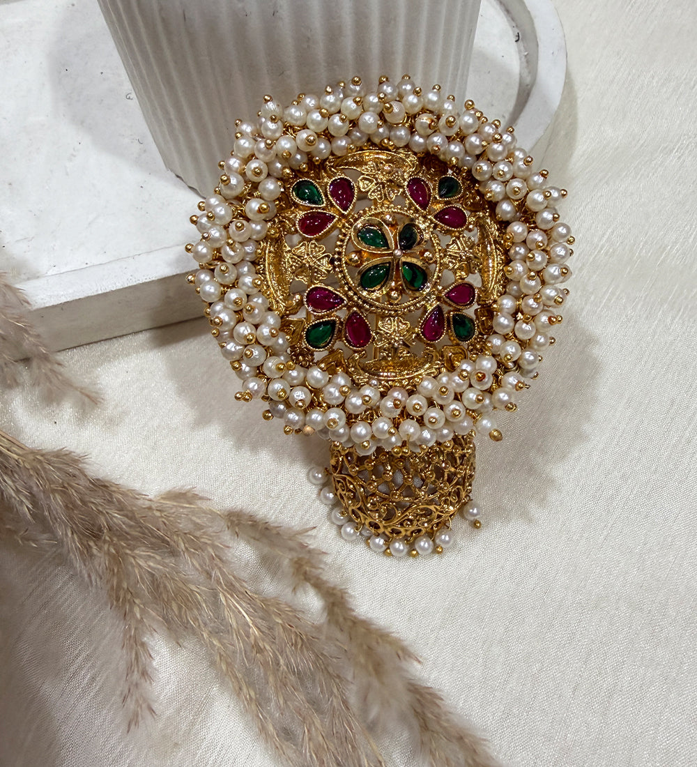 Kundan & Pearl Bridal Brooch