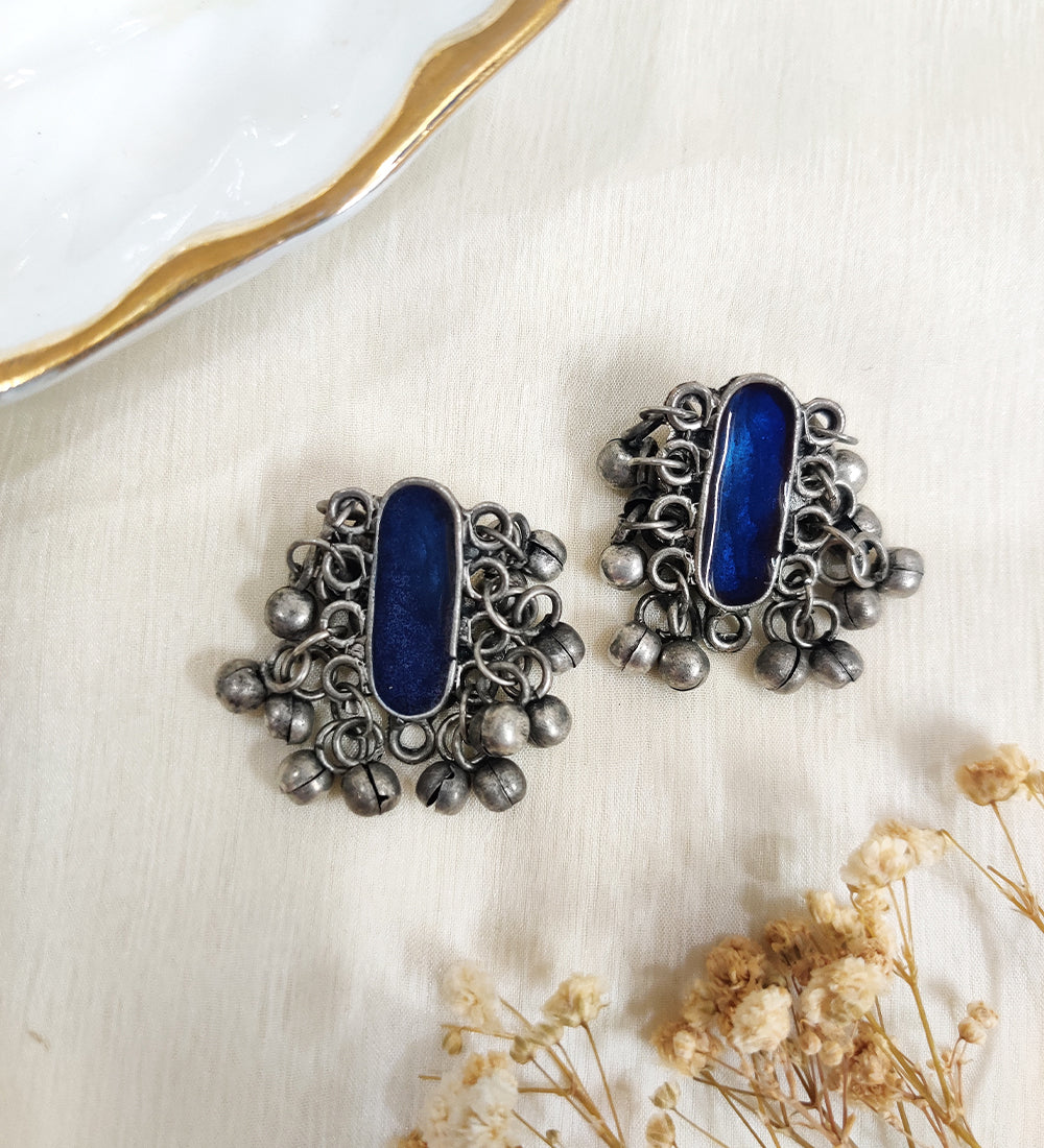 Oxidised Silver Afghani Ghungroo Choker with Earrings