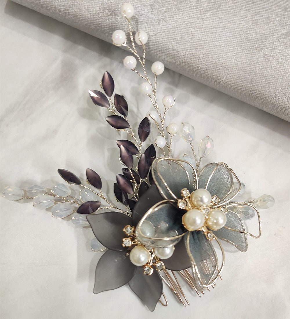 Black Floral Hair Comb