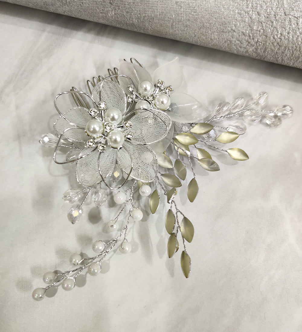 Silver Floral Hair Comb