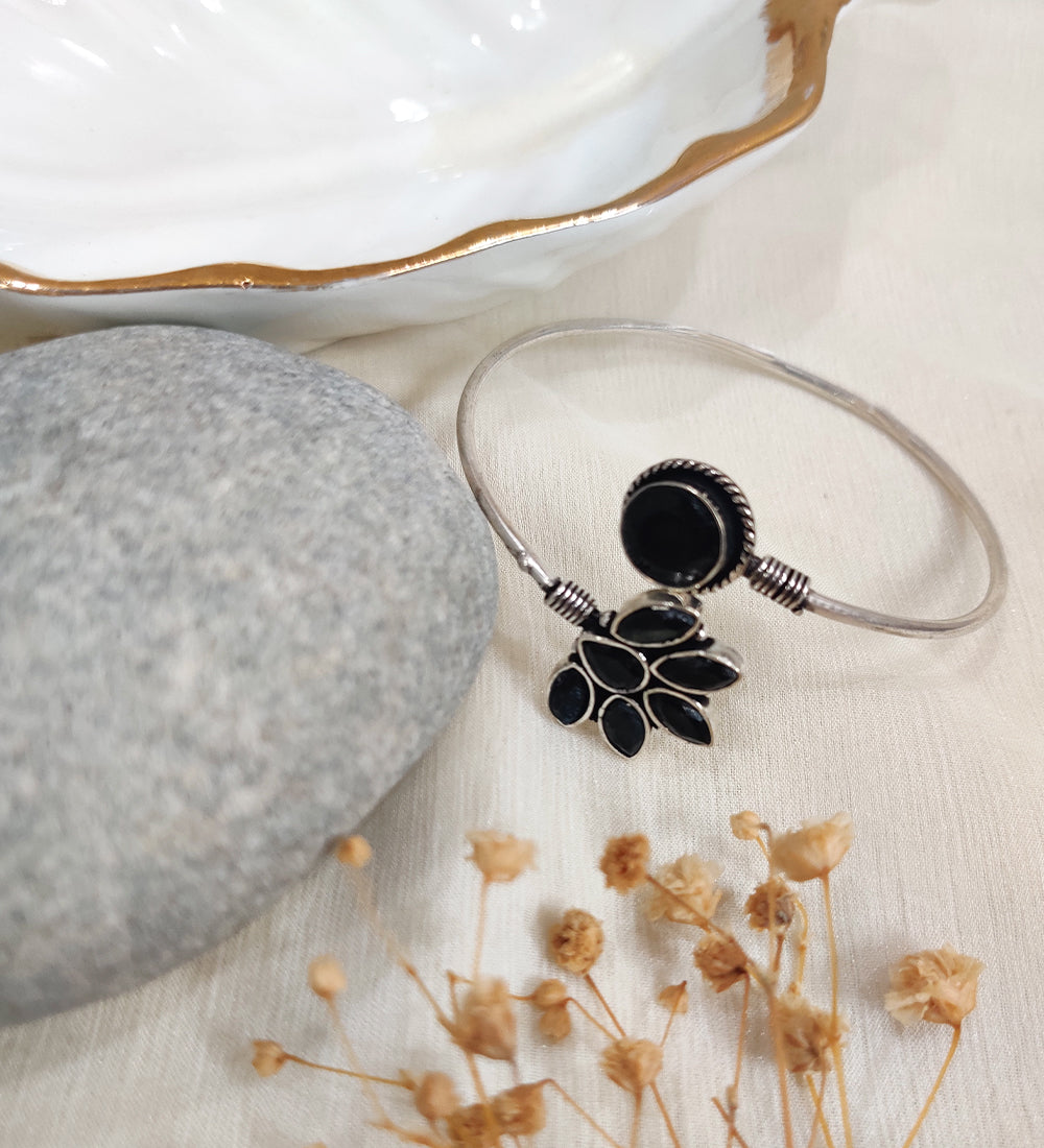 Black Stone Oxidised Bracelet