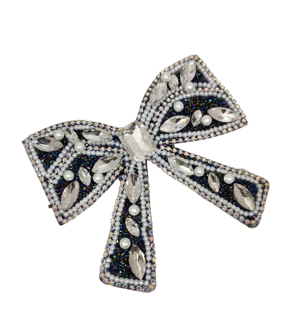 Black Embellished Crystal Bow