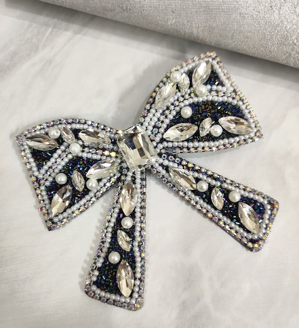Black Embellished Crystal Bow