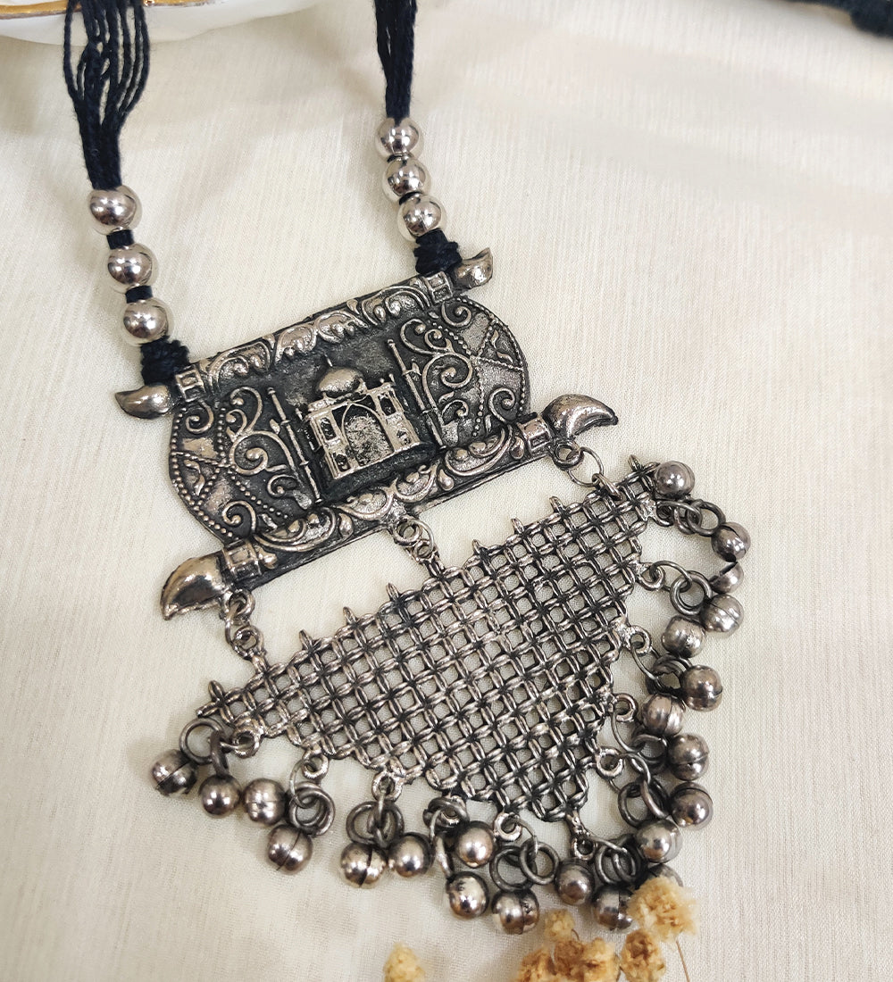 Oxidised Taj mahal Necklace Earring Set