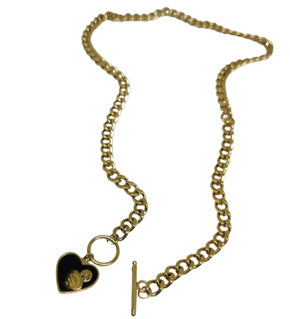 Anti Tarnish Black Heart Toggle Necklace