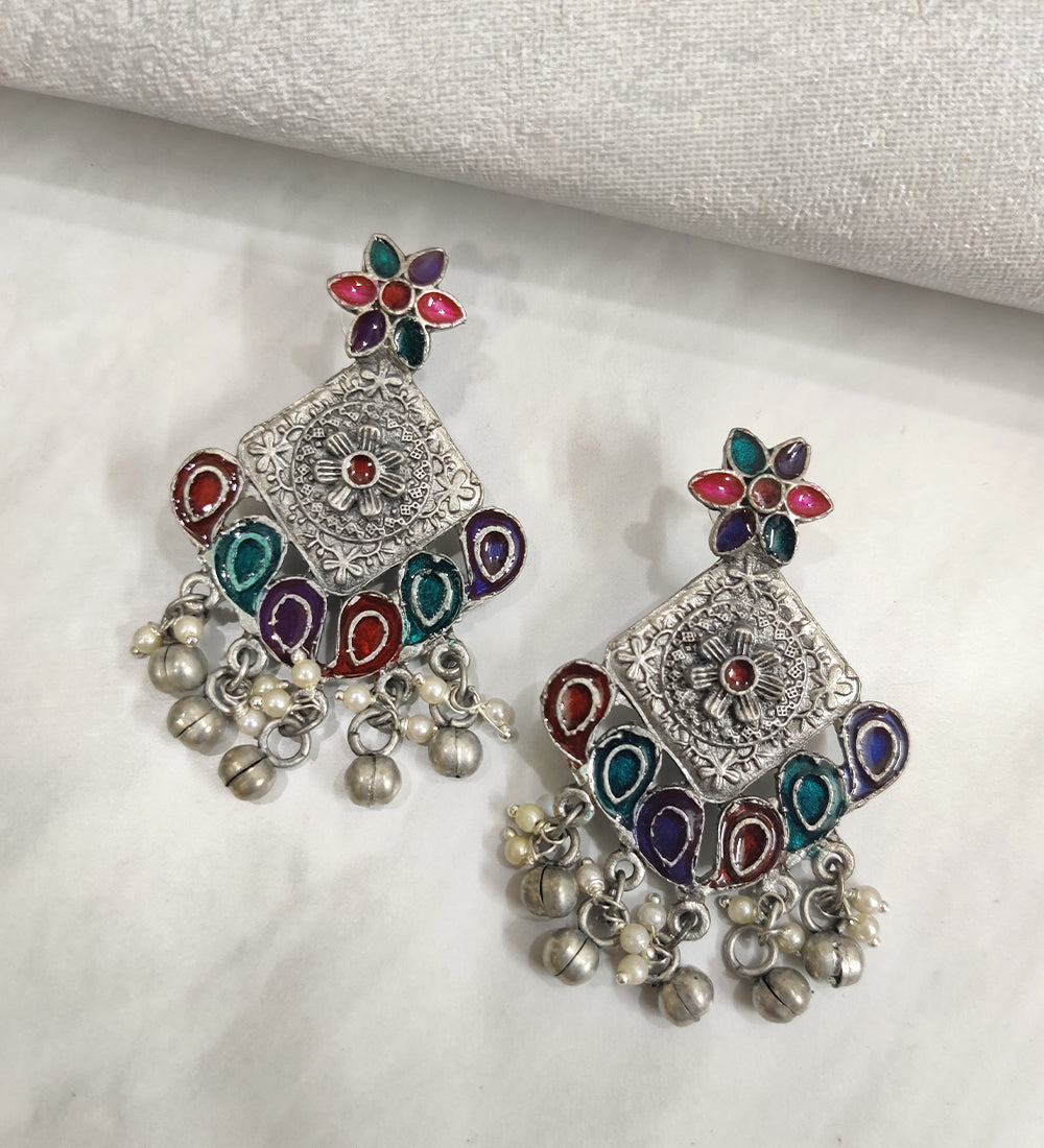 Vintage Multicolour Flower Earring