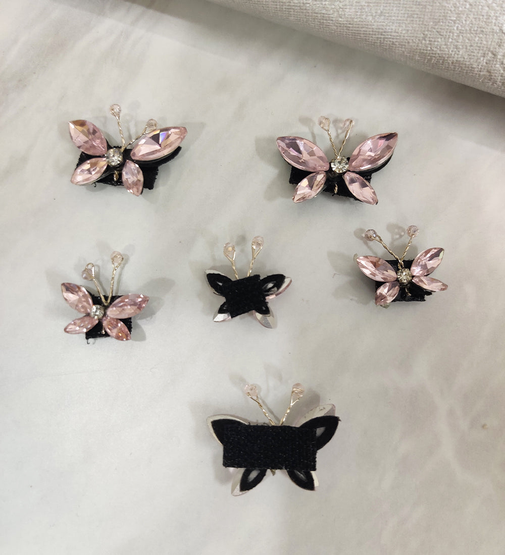 Pink Crystal Butterfly Velcro Stickon
