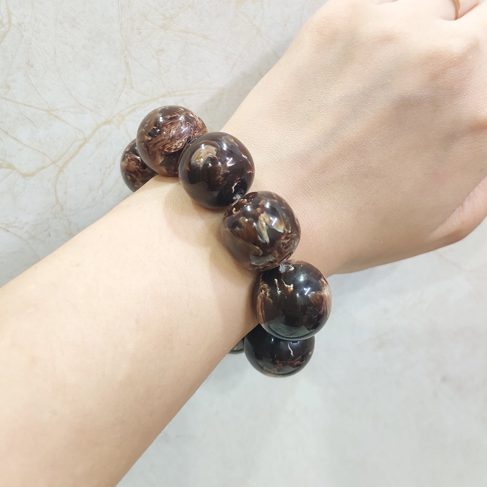 Earth-Tone Resin Bead Bracelet