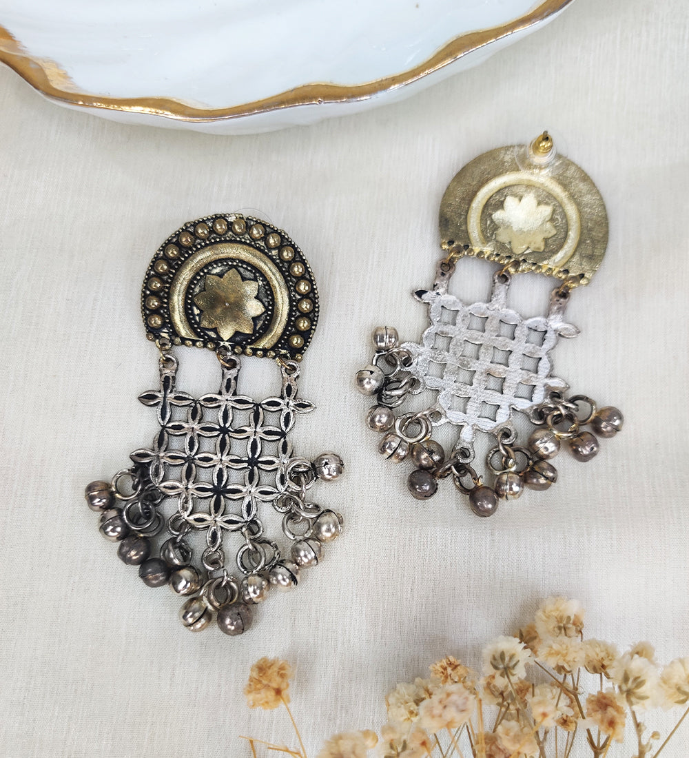 Dual Tone Dangle Earrings