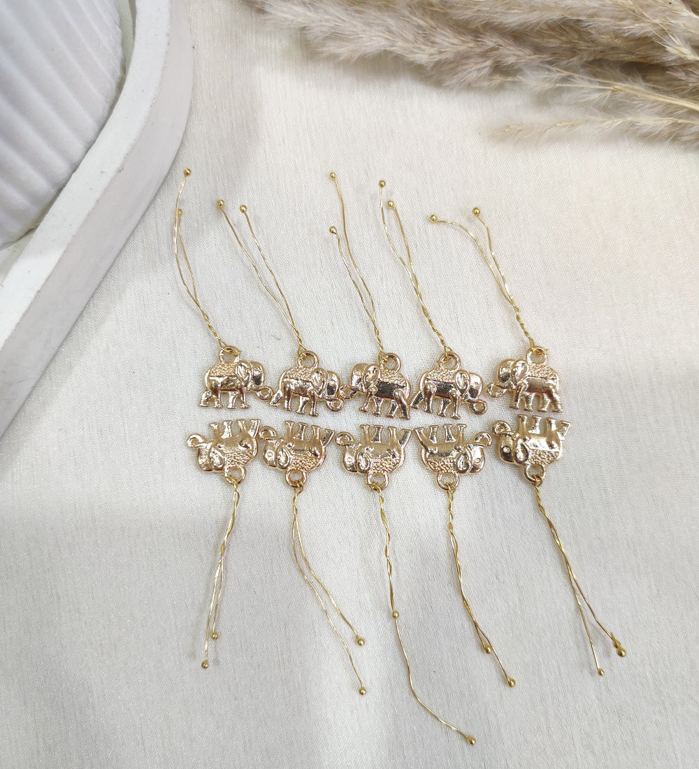 Golden Elephant Hair Accessory Charm