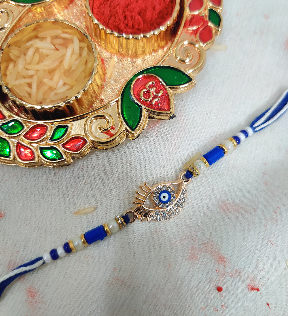 Stone Stud Evil Eye Thread Rakhi