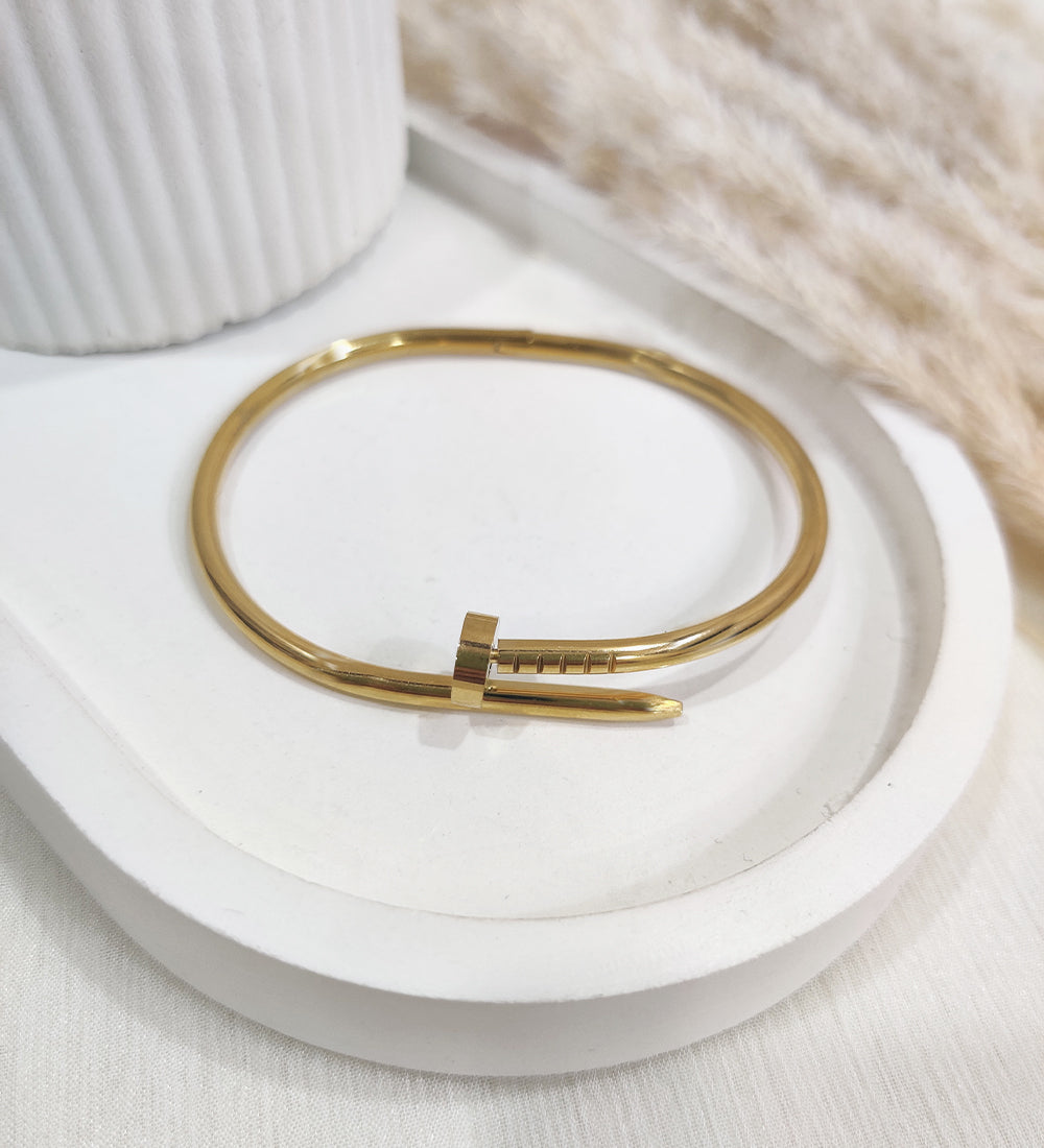 Sleek Stainless Steel Nail Bracelet