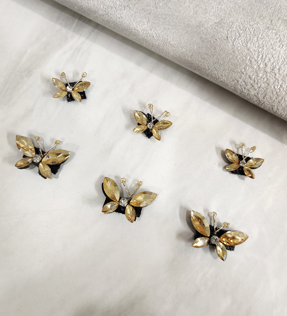 Golden Crystal Butterfly Velcro Stickon