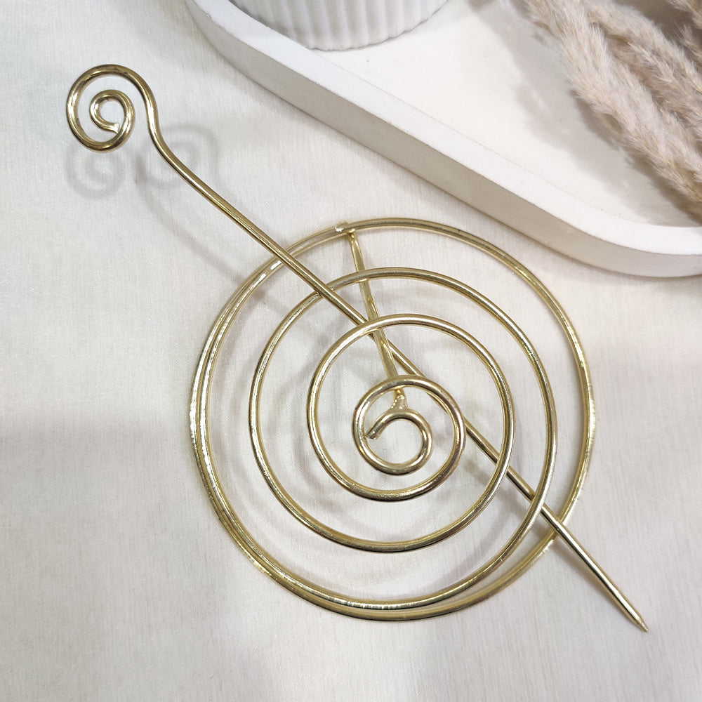 Elegant Spiral Hair Bun Holder – Gold Finish Hair Stick