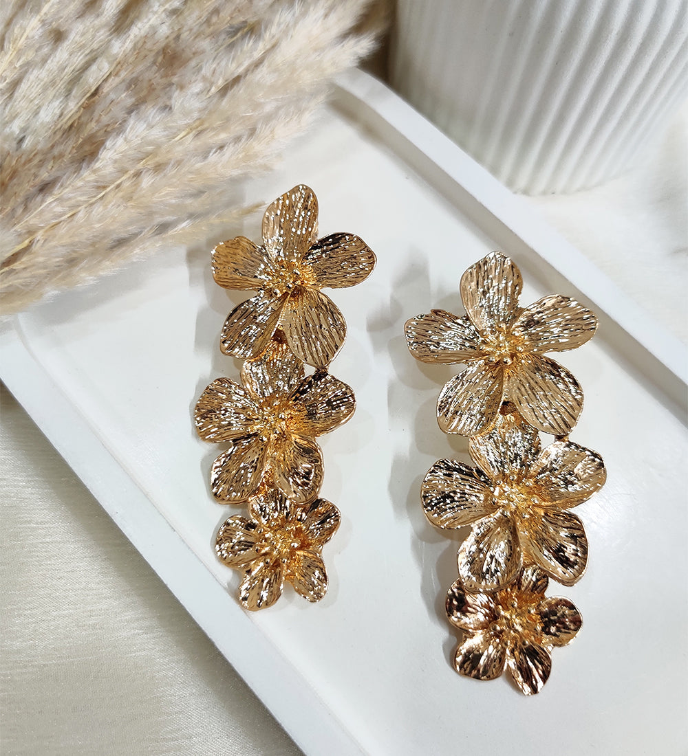 Golden Floral drop Earring