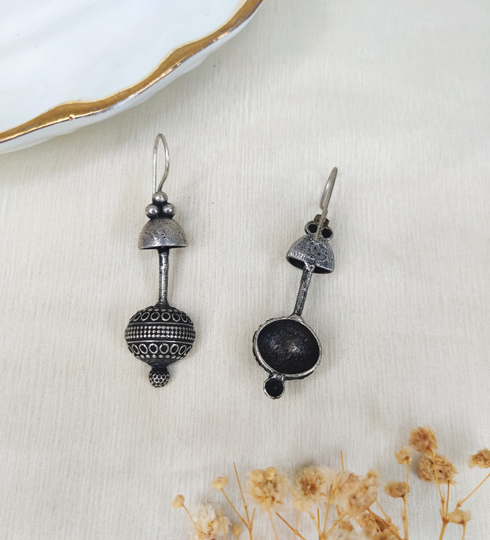 Oxidised Ball Hook Earrings