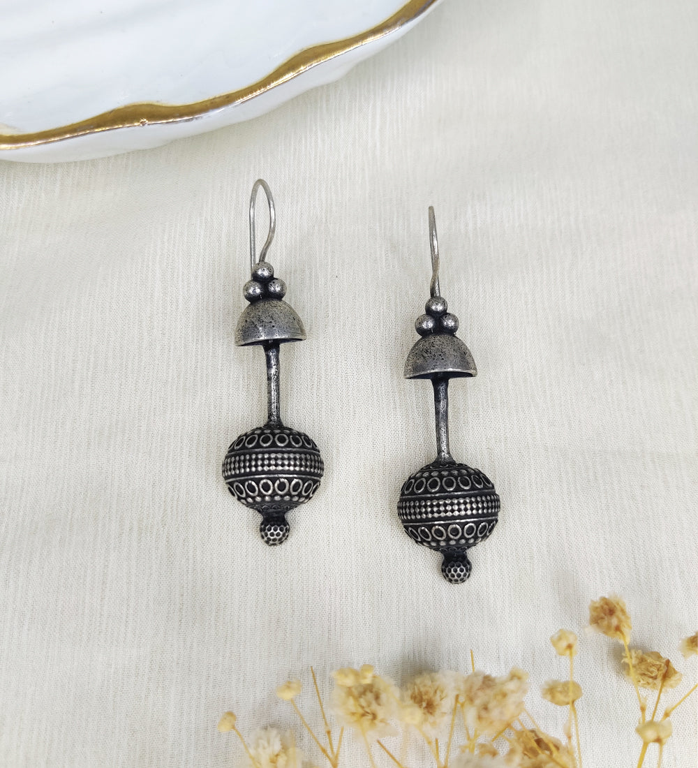 Oxidised Ball Hook Earrings
