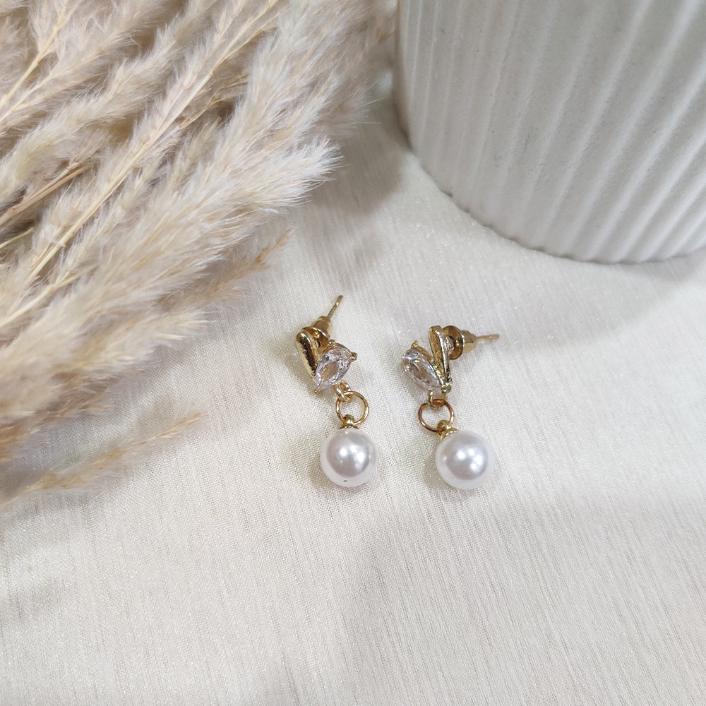 Heart Pearl Drop Earrings