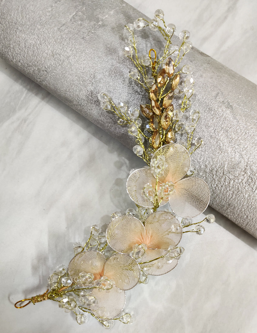 Orange Flower and Golden Crystal Hair Vein
