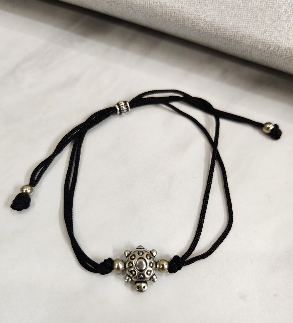 Turtle Oxidised Adjustable Anklet
