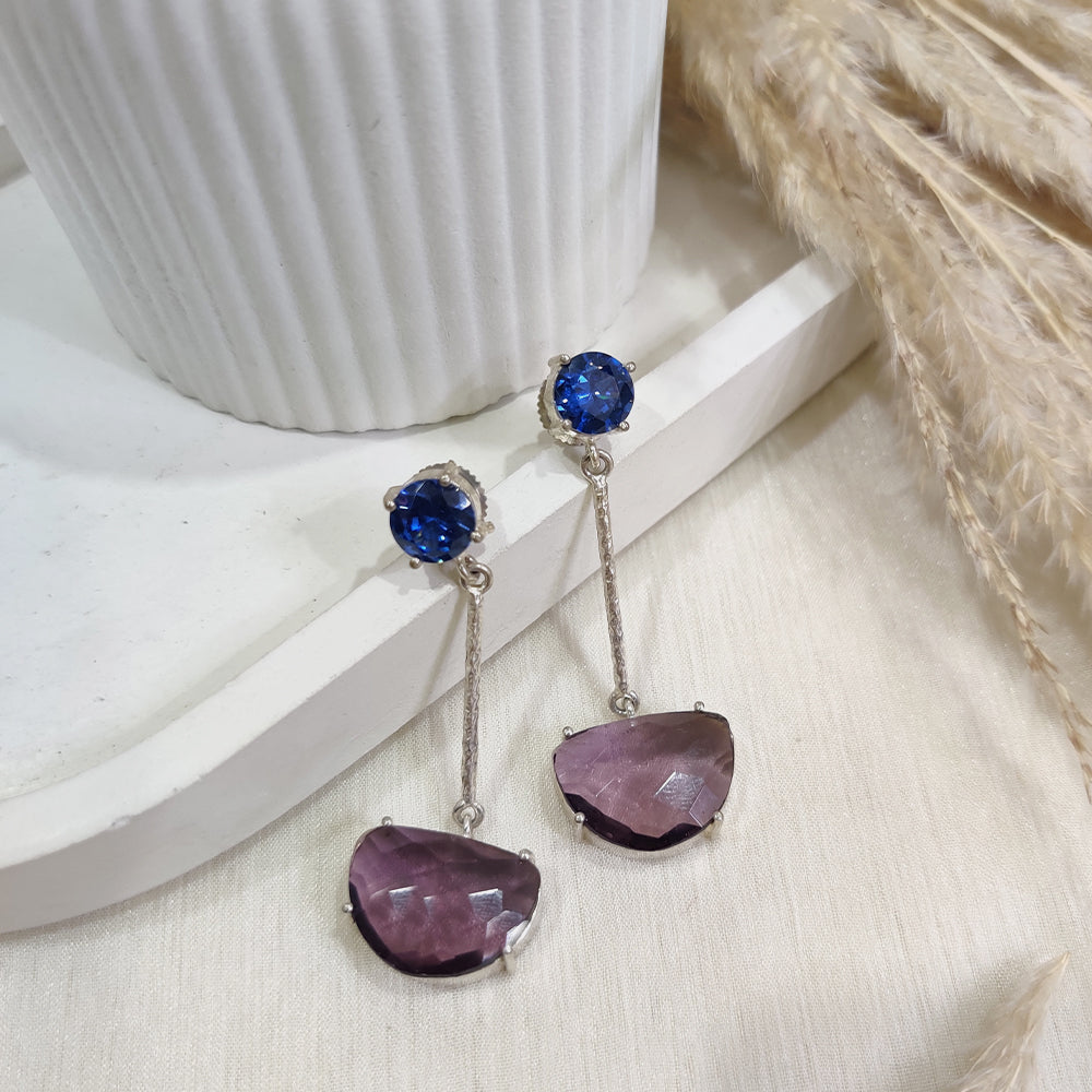 Royal Blue & Plum Drop Earrings