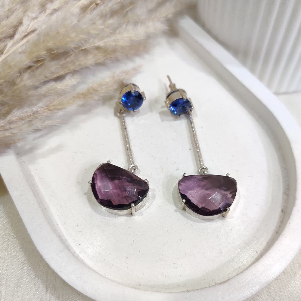 Royal Blue & Plum Drop Earrings