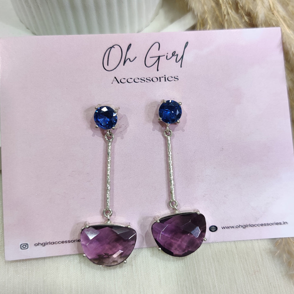 Royal Blue & Plum Drop Earrings