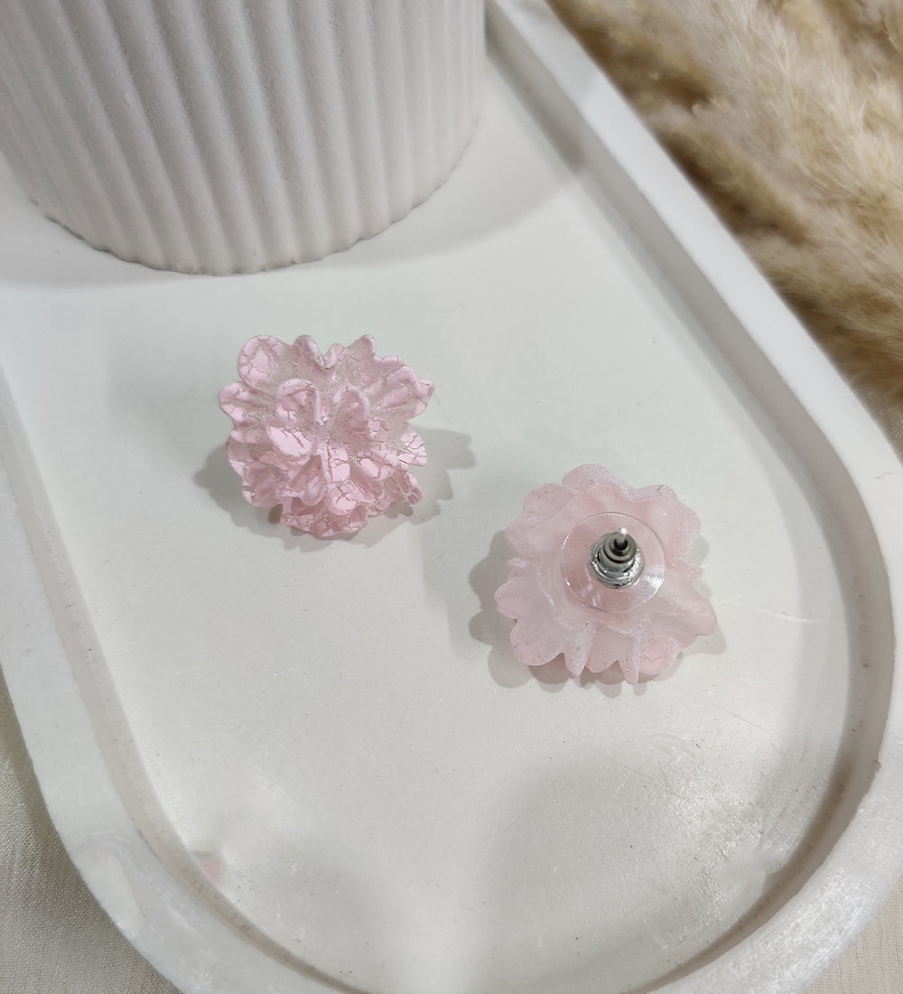 Pink Flower Stud Earrings