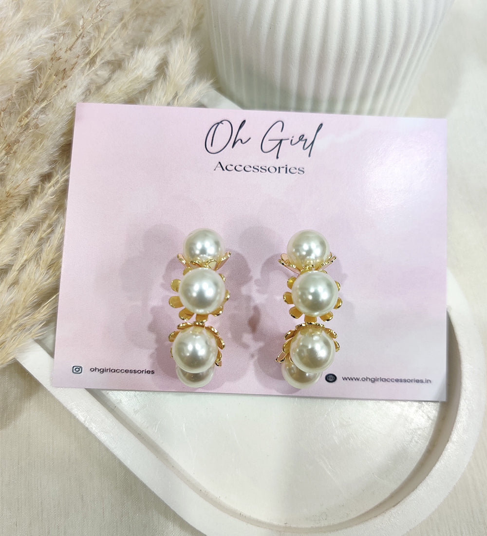Golden Pearl Hoop Earrings