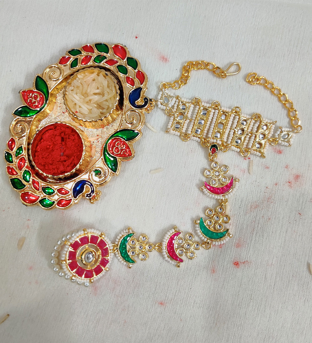 Kundan Couple Rakhi for Bhai and Bhabhi