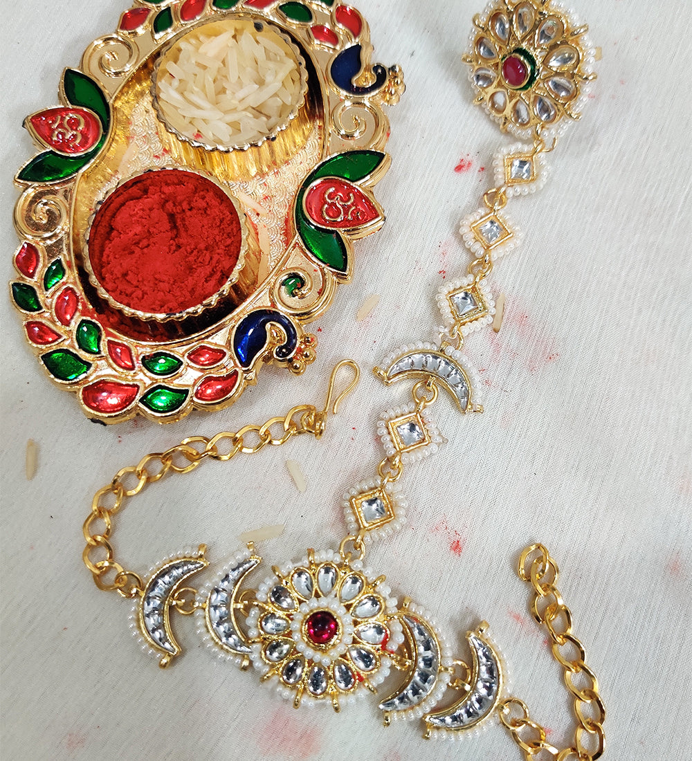 Pearl and Chand Couple Rakhi Set