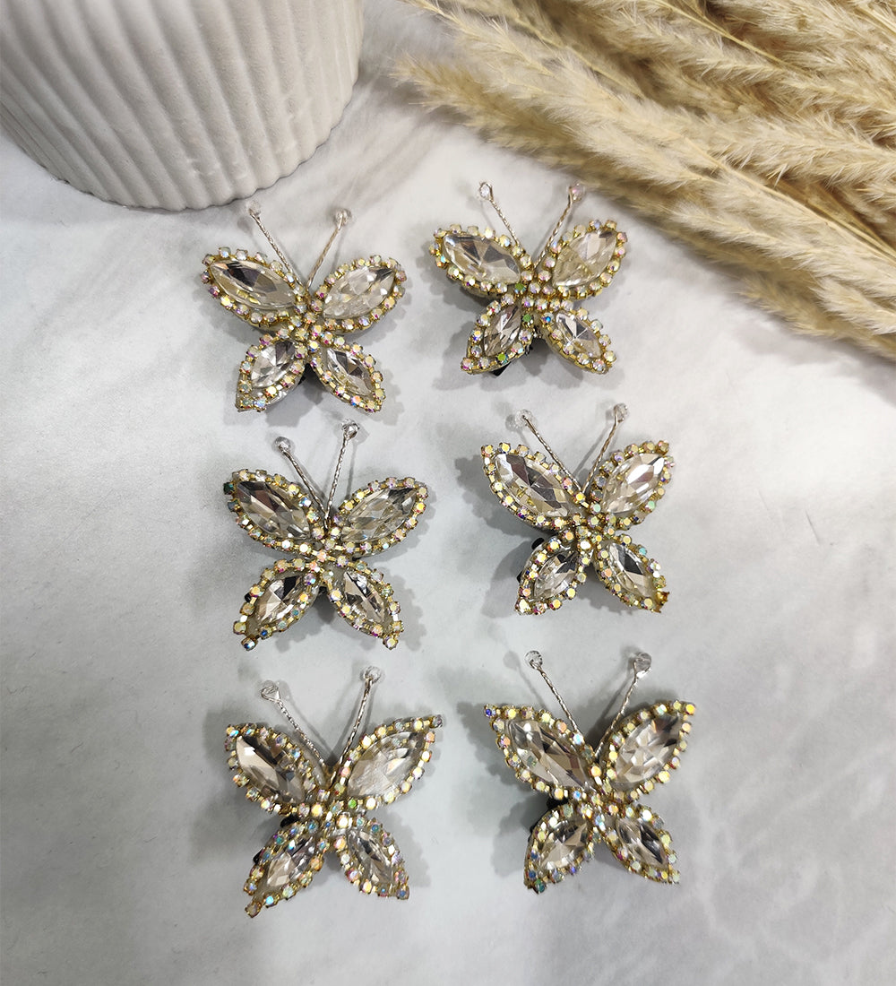 Silver crystal & Rhinestone Butterfly Hair Clip