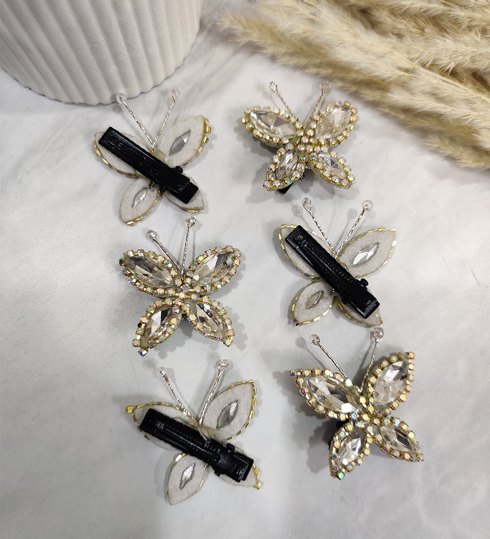 Silver crystal & Rhinestone Butterfly Hair Clip