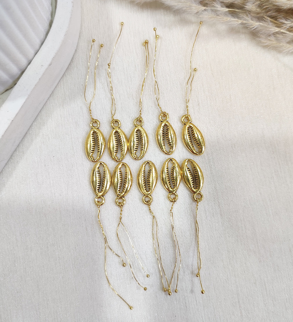 Golden Cowrie Shell Hair Accessory Charms