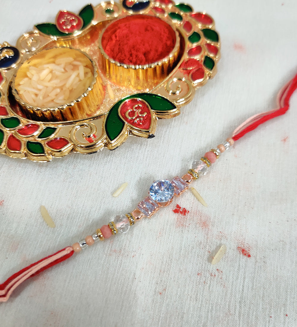 White stone Rakhi for Brother