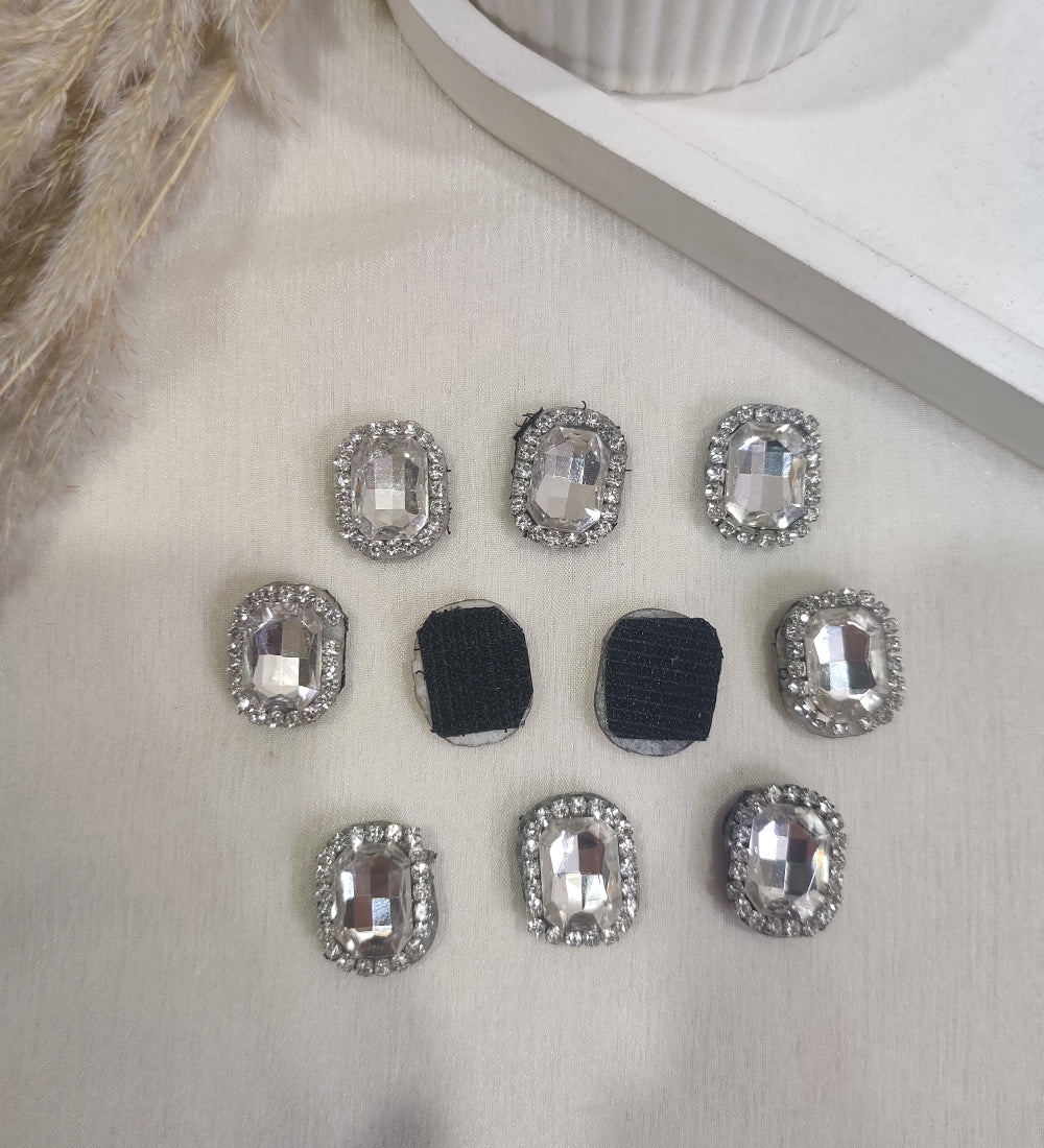 Rhinestone Silver Velcro Stickon