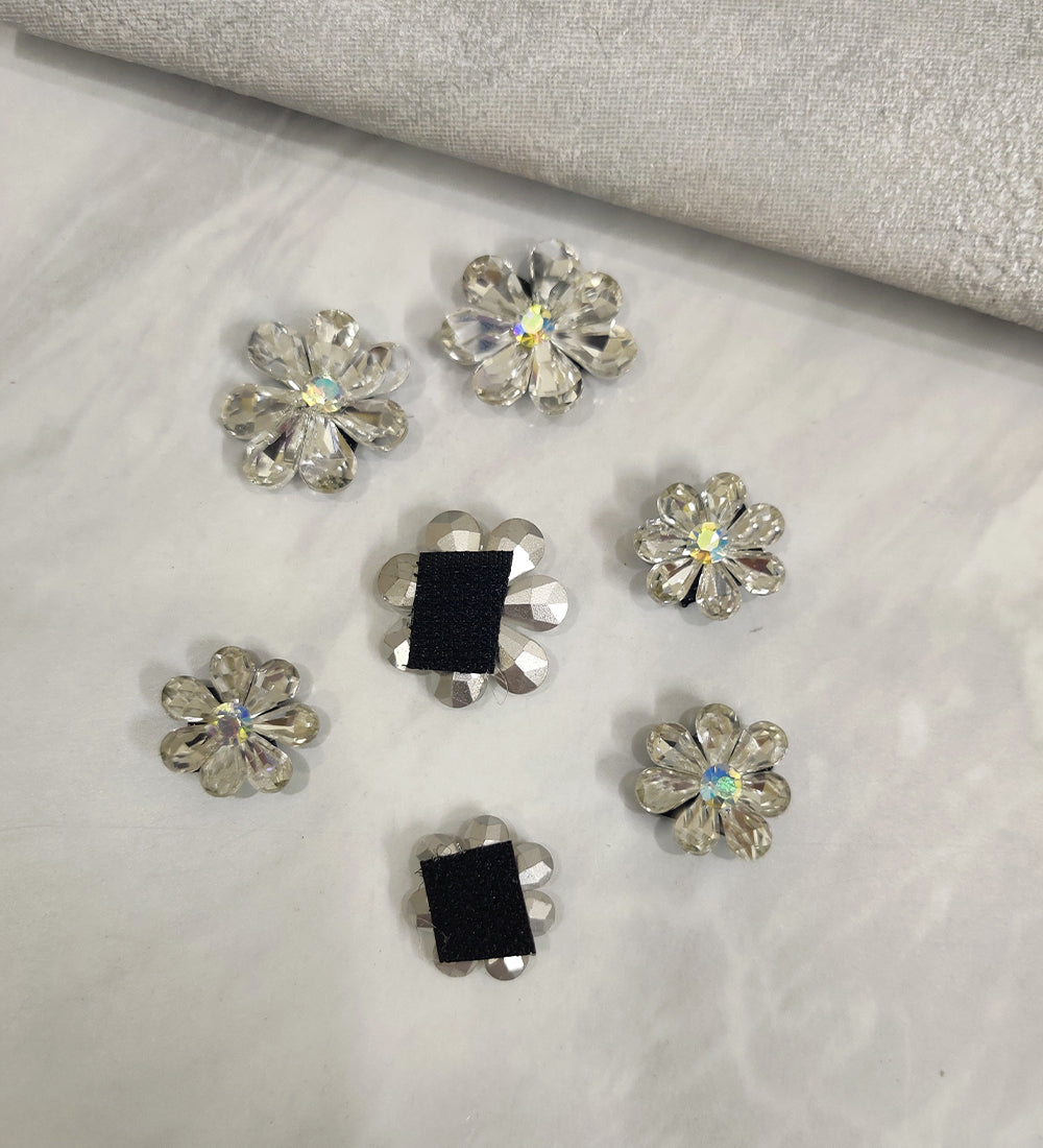 Silver Flower Velcro Stickon
