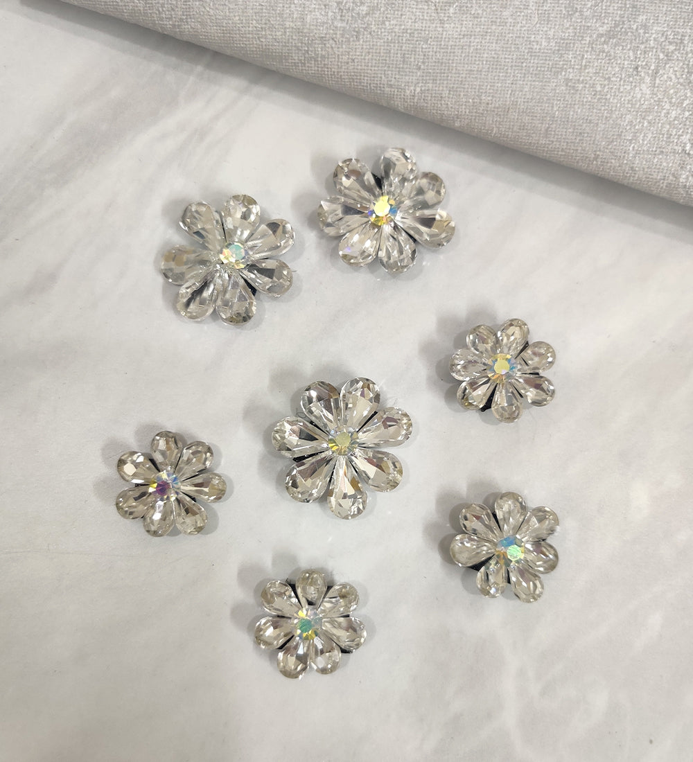 Silver Flower Velcro Stickon