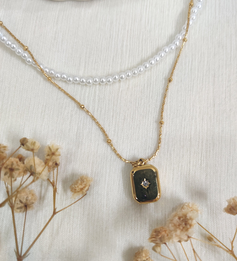 Pearl and Gold Double Layered Pendent Chain