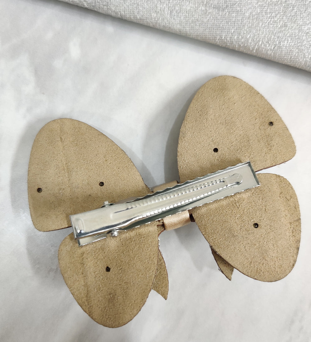 Silver Crystal Golden Bow Clip