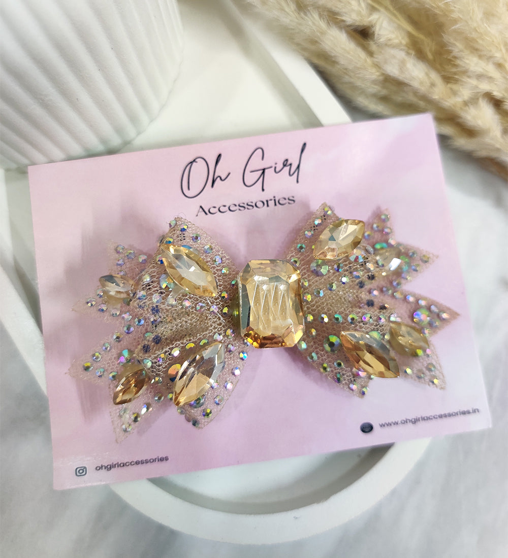 Small Golden Crystal and Net Bow