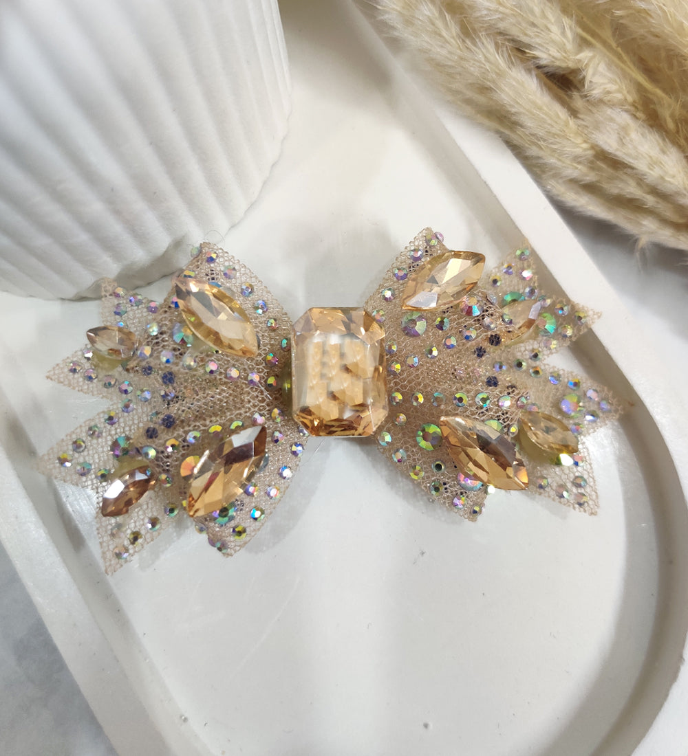 Small Golden Crystal and Net Bow