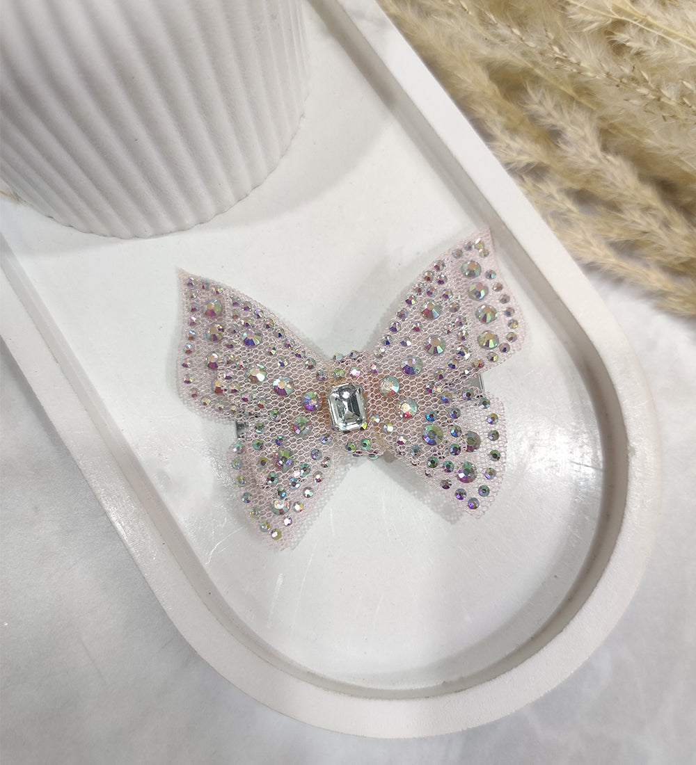 Pink Net Butterfly Hair Clip