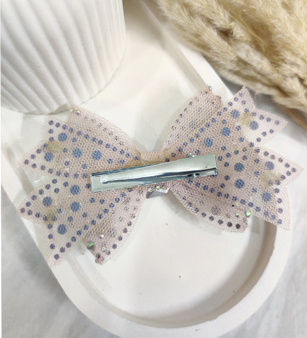Small Pink Crystal and Net Bow