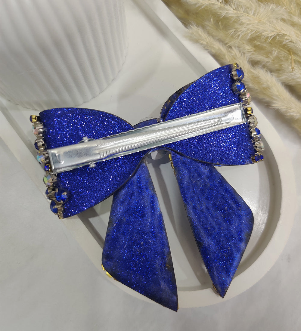 Blue Crystal Bow Hair Clip