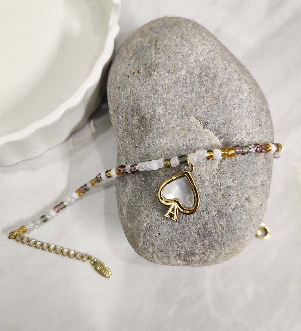Heart Charm Beaded Bracelet