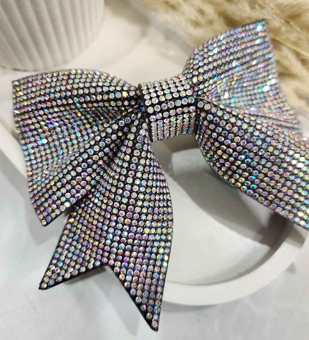 Glam Rhinestone Bow with Alligator Clip -Multicolour